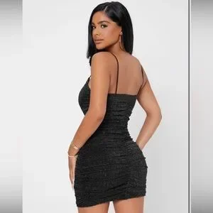 Fashion Nova | Dresses | Fashion Nova Black Glitter Body Chon Dress Xxs |  Poshmark